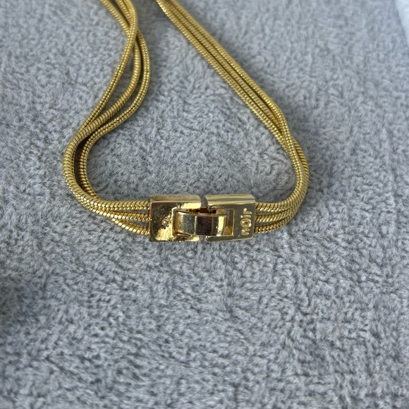 NWOT nOir Jewelry Gold Plated Triple Strand Necklace w CZ Pave Spheres - Picture 3 of 5